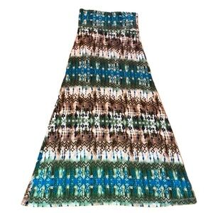 DNA Couture Women Tie Dye Maxi Skirt Size Large Stretchy Flowy, Boho, Hippie